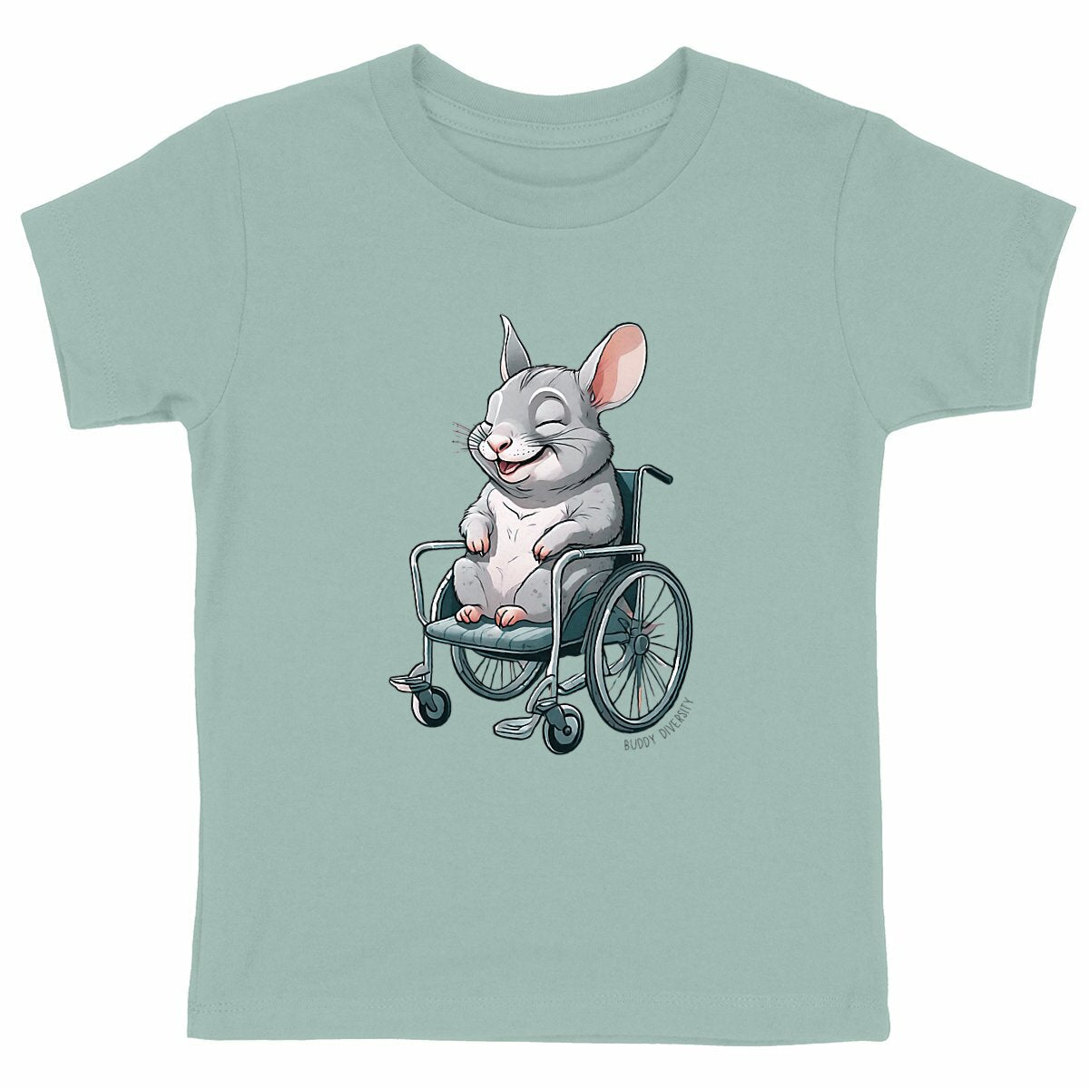 ChinChillin' | Chinchilla in a wheelchair | Organic Kids T-Shirt - front_green