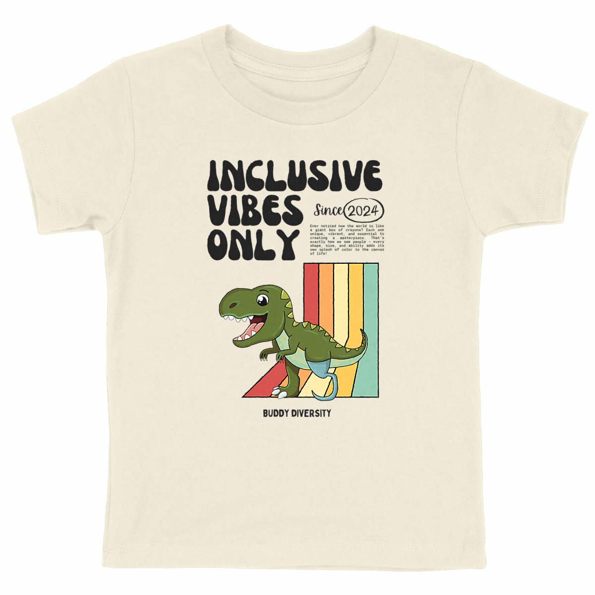 Inclusive Vibes Only | Dino with a prosthetic leg | Organic Kids T-Shirt