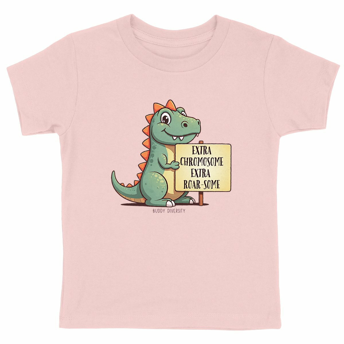 Rocking an extra chromosome | Organic Kids T-shirt - front_pink