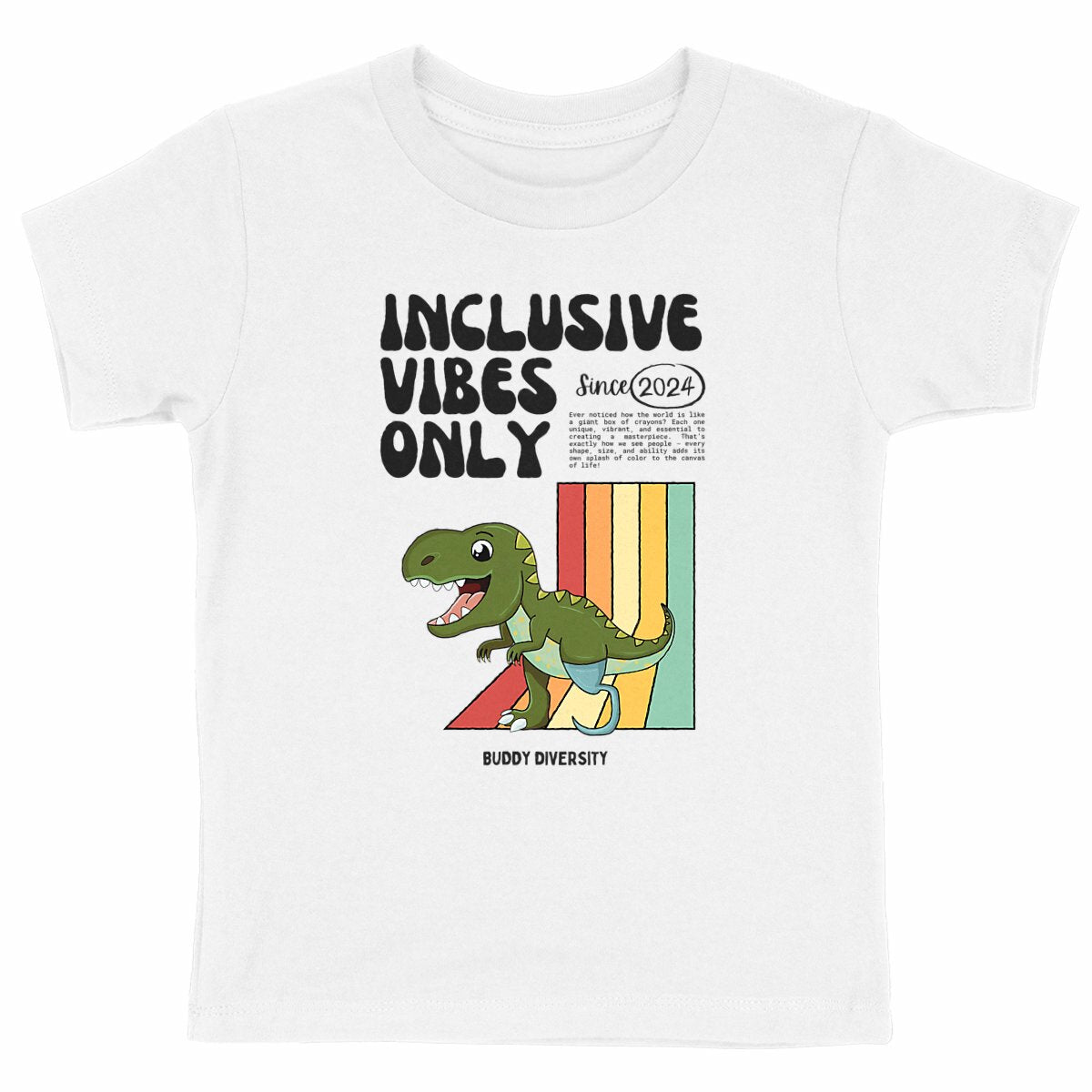 Inclusive Vibes Only | Dino with a prosthetic leg | Organic Kids T-Shirt