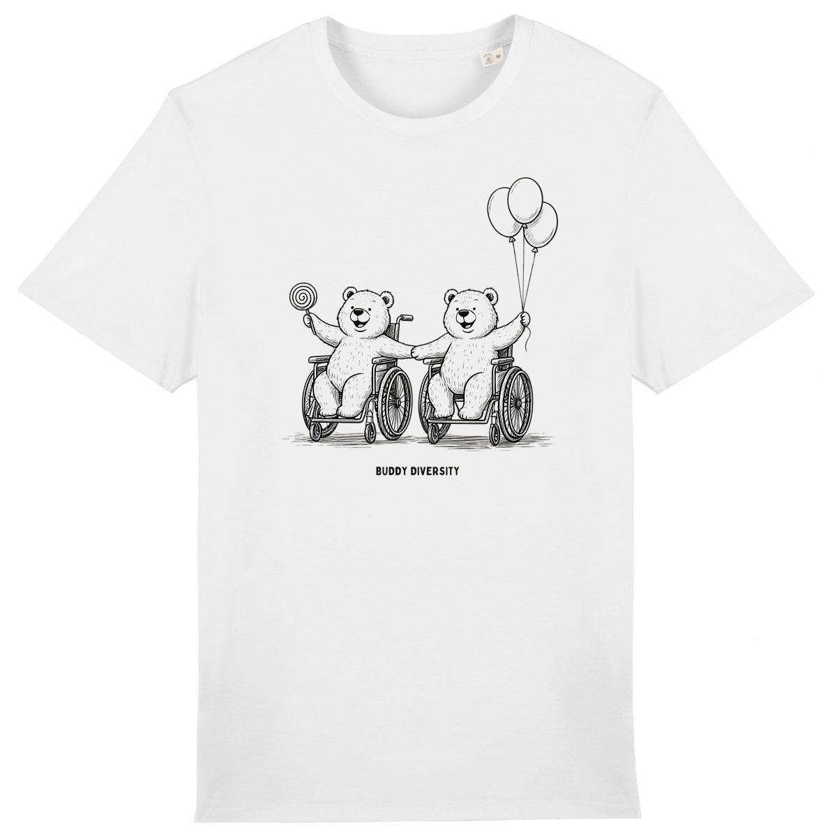 Two happy bears in wheelchairs | Organic Unisex Adult T-shirt