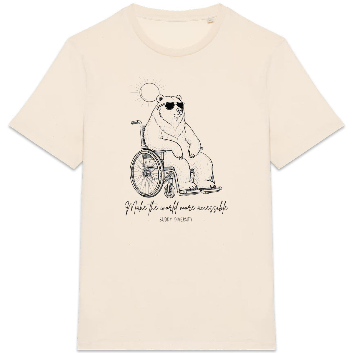 Make the world more accessible | Bear in a wheelchair | Organic Unisex Adult T-shirt - front_1