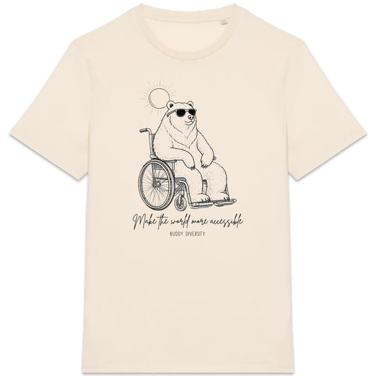 Make the world more accessible | Bear in a wheelchair | Organic Unisex Adult T-shirt - front_1
