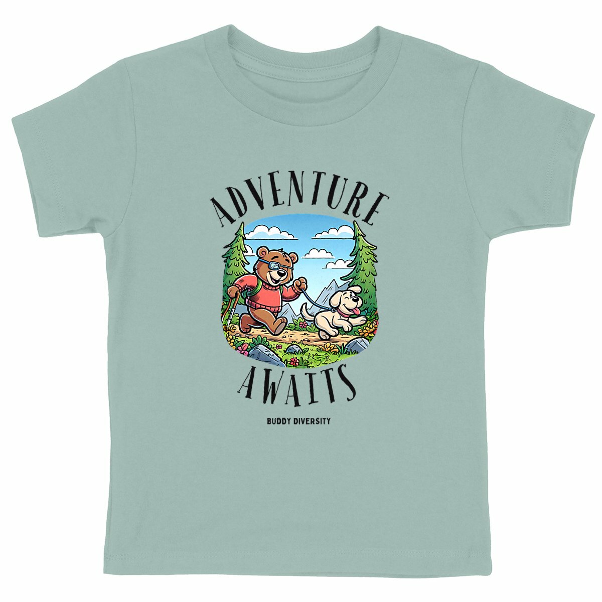 Adventure Awaits | Bear with eye patch | Organic Cotton Kids T-shirt