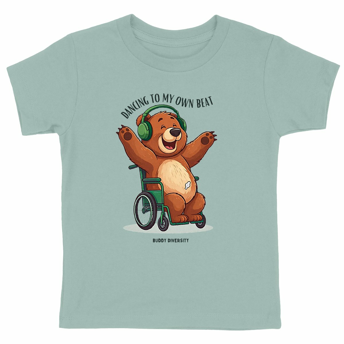 Dancing to my own beat | Bear with a PEG in a wheelchair dancing | Organic Kids T-shirt