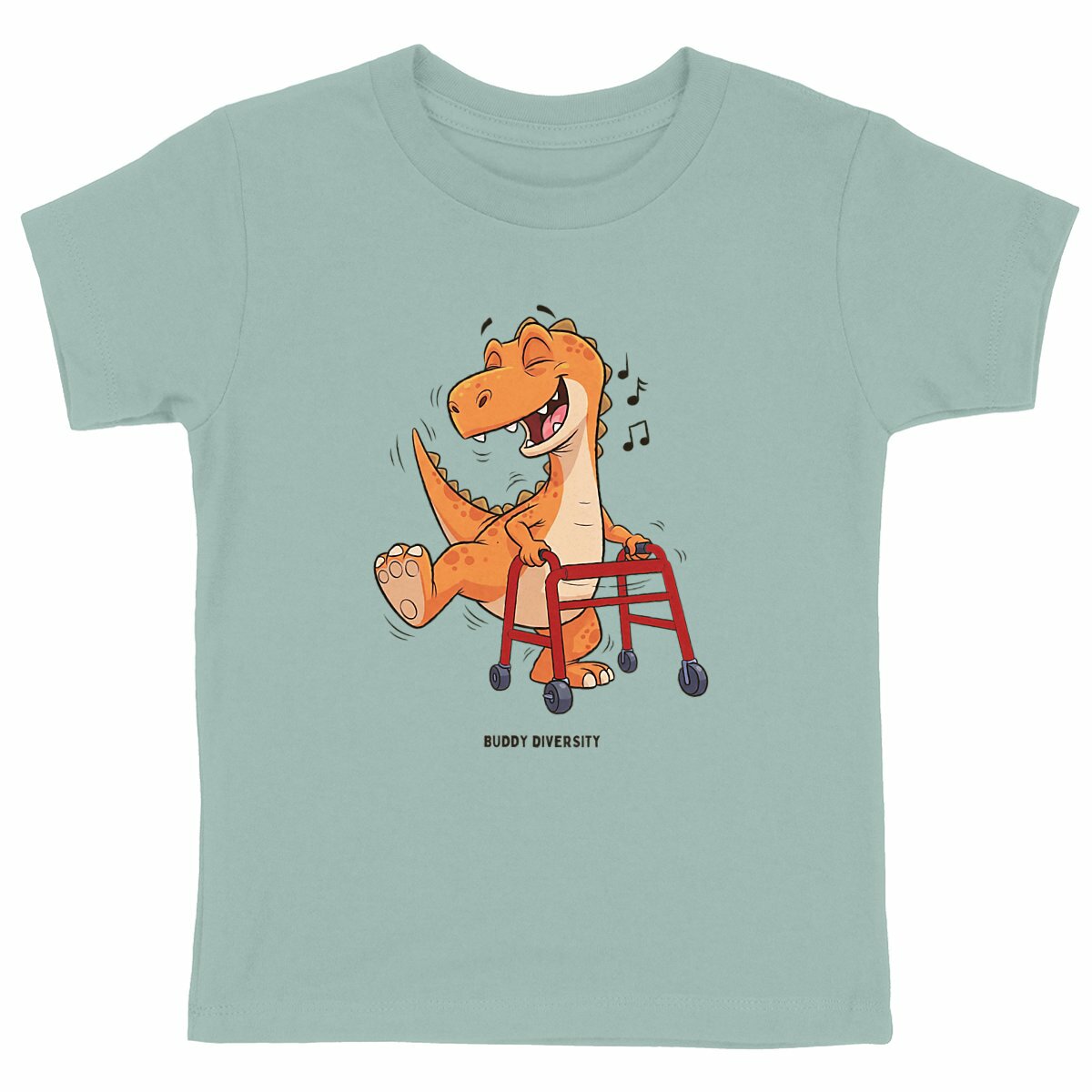 Dancing dino with walking aid | Organic Kids T-shirt