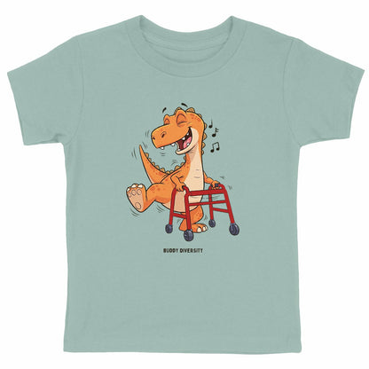 Dancing dino with walking aid | Organic Kids T-shirt