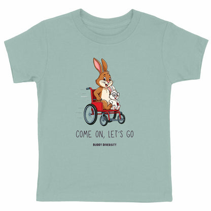 Come On, Let's Go | Bunnies in a wheelchair | Organic Kids T-shirt