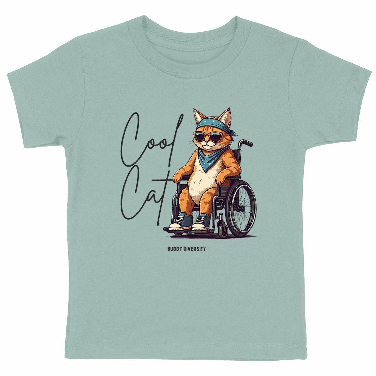Cool Cat | Cat in a wheelchair | Organic Kids T-Shirt 