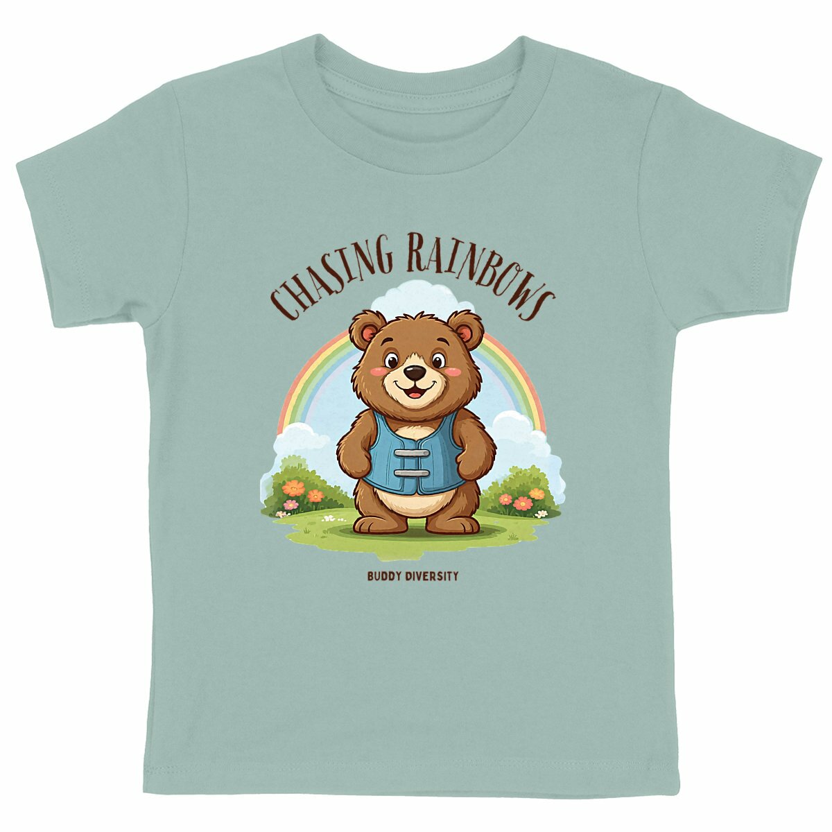 Chasing rainbows | Bear with brace/corset | Organic Kids T-shirt