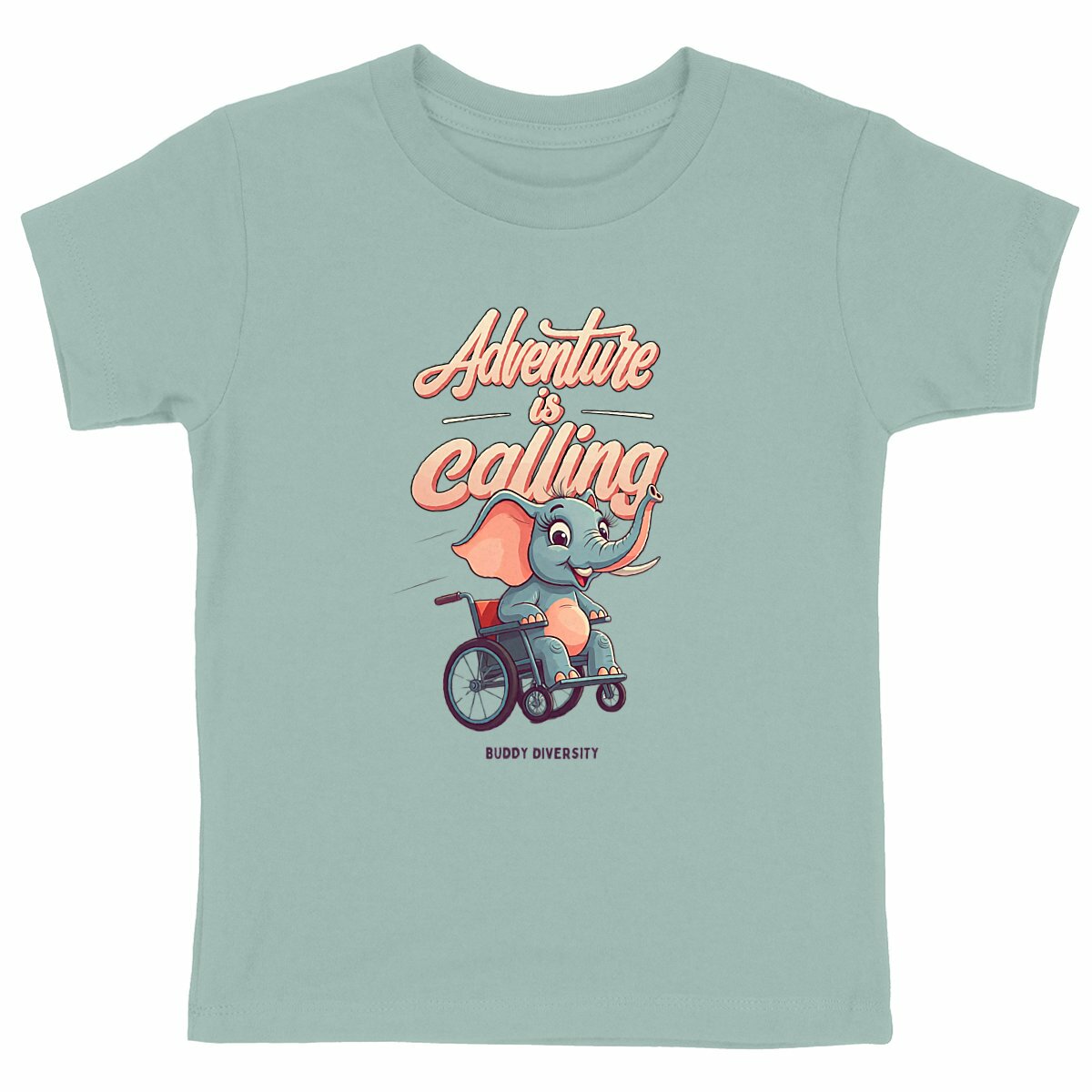 Adventure is calling | Elephant in wheelchair | Organic Kids T-shirt