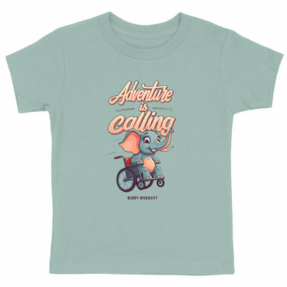 Adventure is calling | Elephant in wheelchair | Organic Kids T-shirt