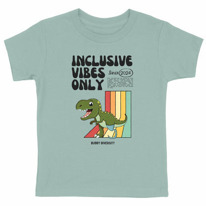 Inclusive Vibes Only | Dino with a prosthetic leg | Organic Kids T-Shirt 