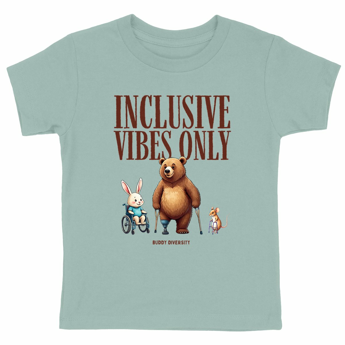 Inclusive Vibes Only | Dino with a prosthetic leg | Organic Kids T-Shirt 