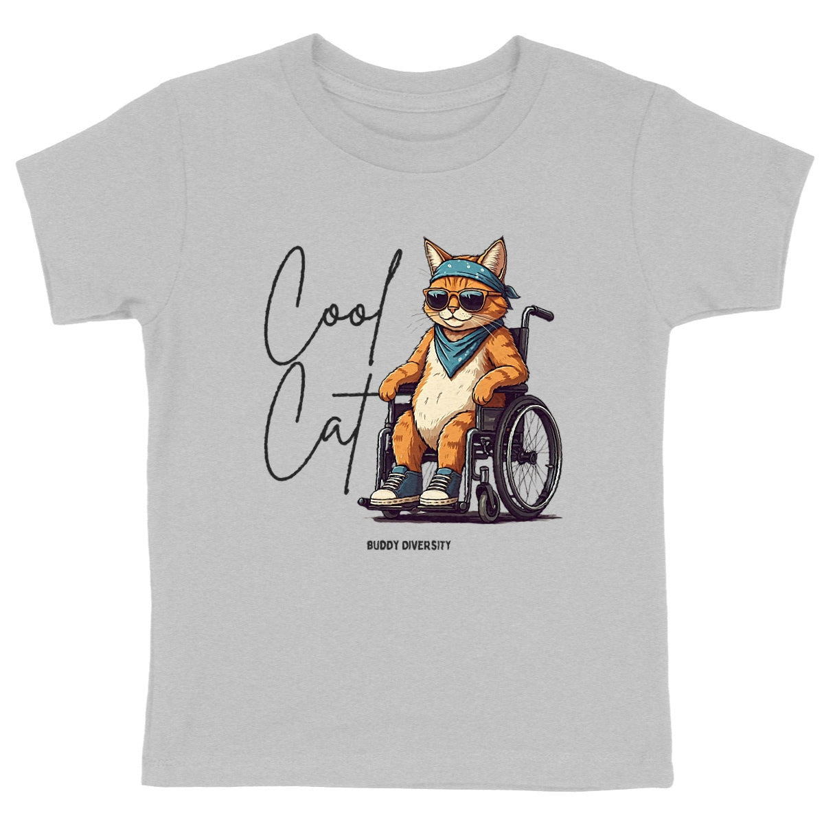 Cool Cat | Cat in a wheelchair | Organic Kids T-Shirt 