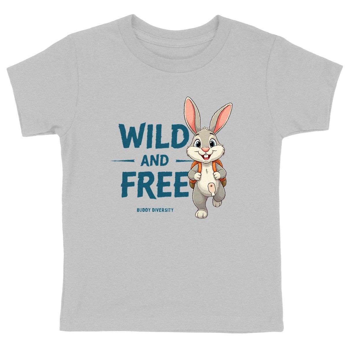 Wild and Free | Bunny with an ostomy pouch | Organic Cotton Kids T-shirt