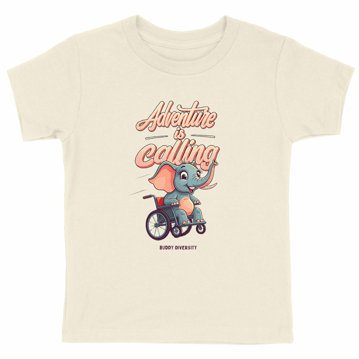 Adventure is calling | Elephant in wheelchair | Organic Kids T-shirt