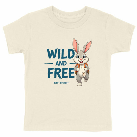 Wild and Free | Bunny with an ostomy pouch | Organic Cotton Kids T-shirt