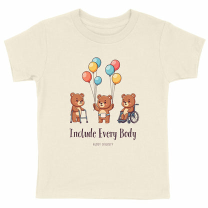 Include Every Body | Bears with different disabilities | Organic Kids T-shirt - front_natural