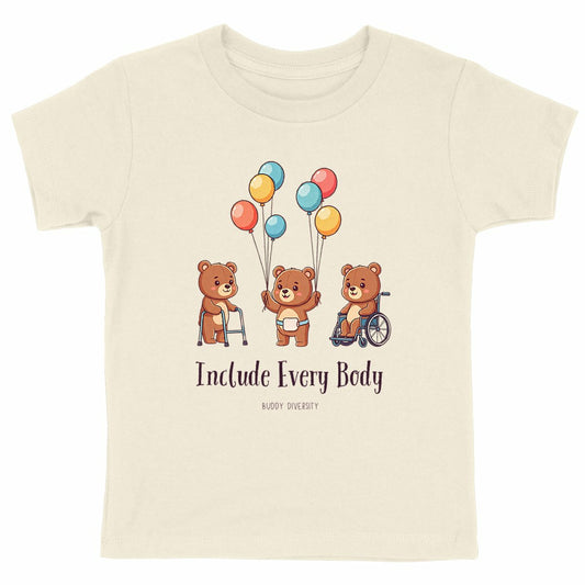 Include Every Body | Bears with different disabilities | Organic Kids T-shirt - front_natural