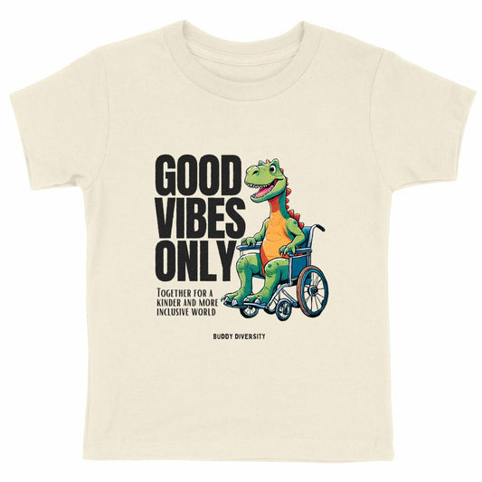 Inclusive Vibes Only | Dino with a prosthetic leg | Organic Kids T-Shirt 