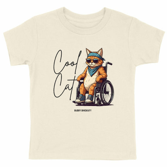 Cool Cat | Cat in a wheelchair | Organic Kids T-Shirt 
