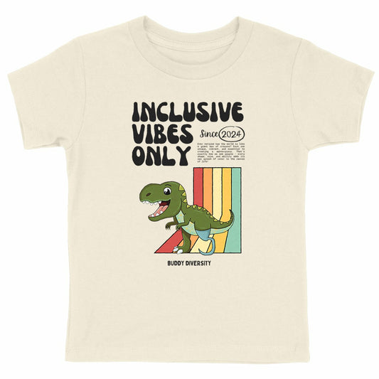 Inclusive Vibes Only | Dino with a prosthetic leg | Organic Kids T-Shirt 