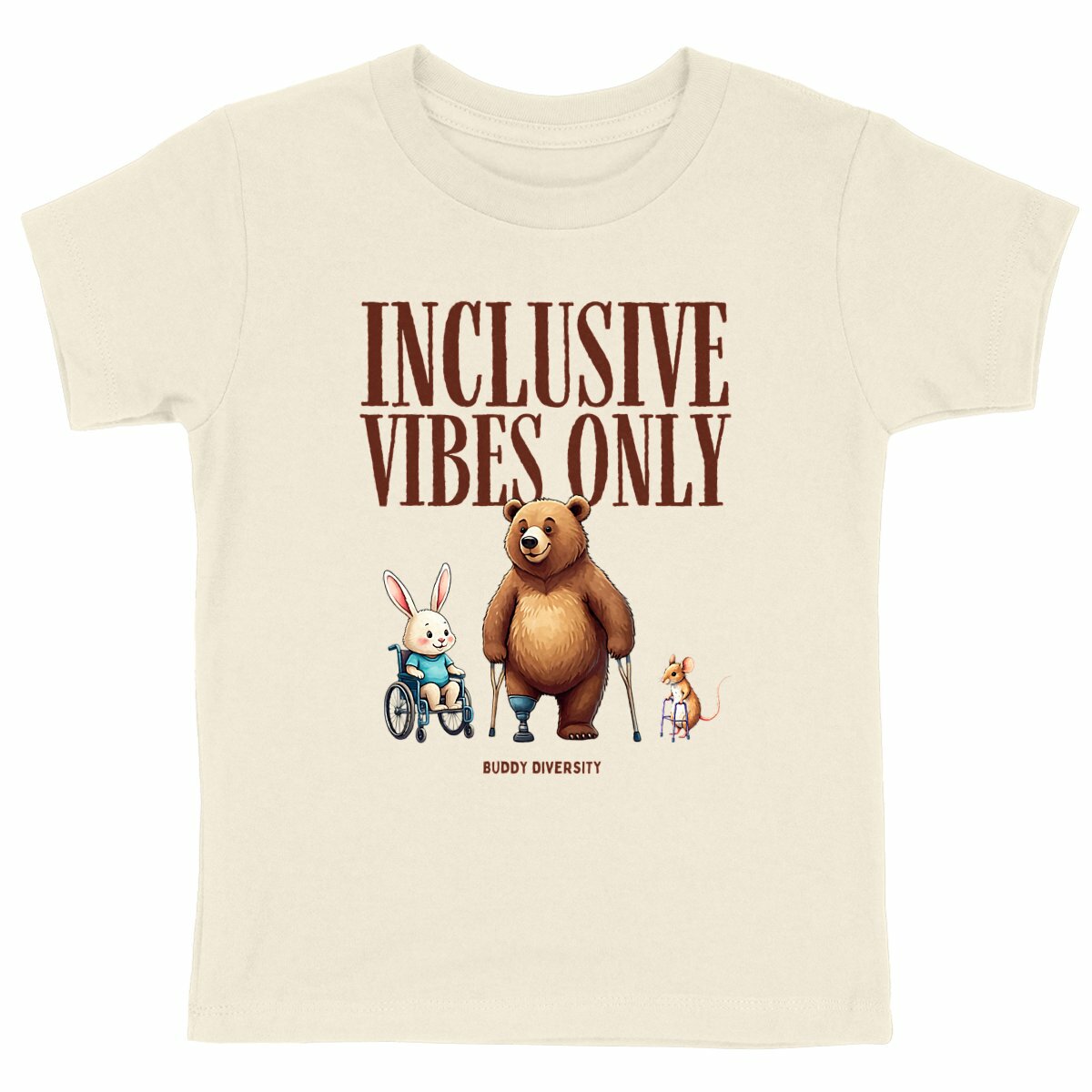 Inclusive Vibes Only | Dino with a prosthetic leg | Organic Kids T-Shirt 