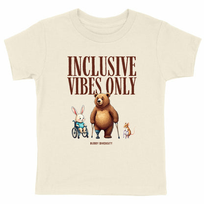 Inclusive Vibes Only | Dino with a prosthetic leg | Organic Kids T-Shirt 