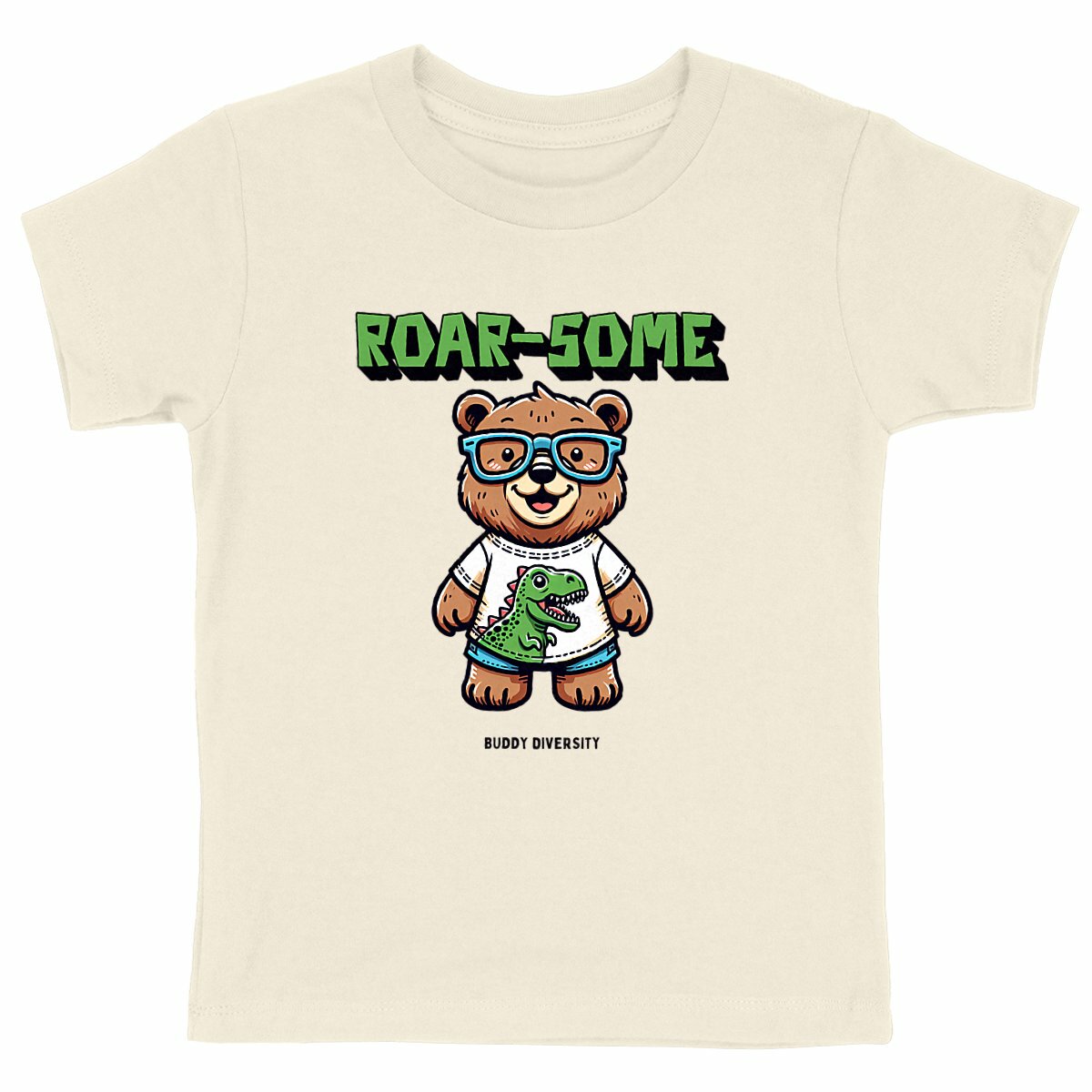 Roar-some Bear with glasses | Organic Cotton Kids T-shirt