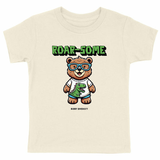 Roar-some Bear with glasses | Organic Cotton Kids T-shirt