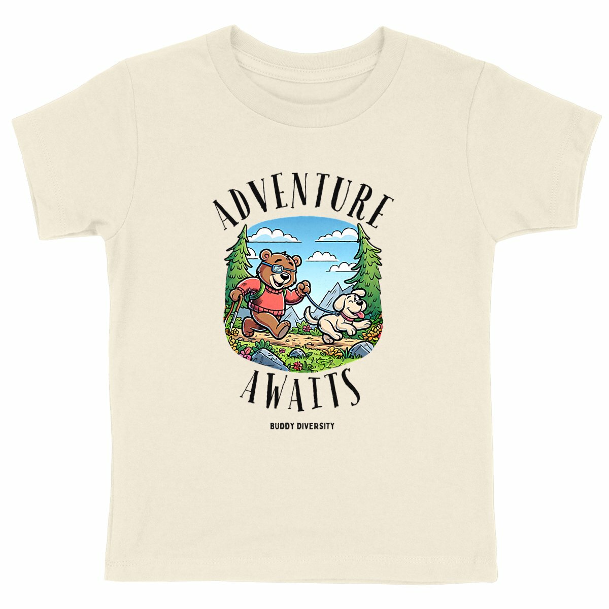 Adventure Awaits | Bear with eye patch | Organic Cotton Kids T-shirt