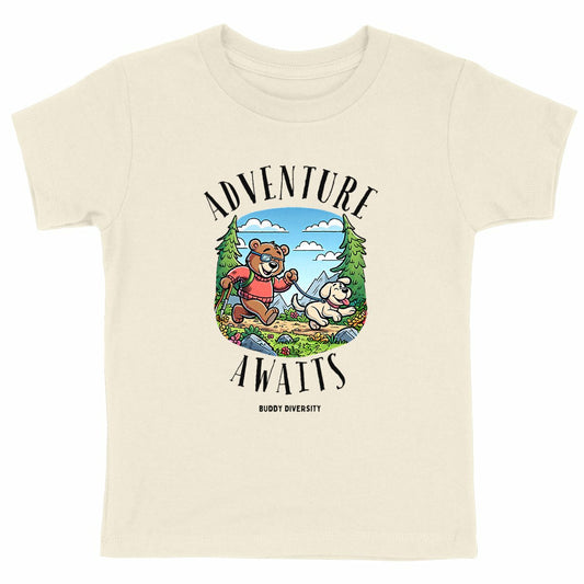 Adventure Awaits | Bear with eye patch | Organic Cotton Kids T-shirt