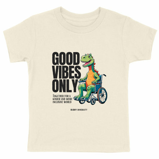 Inclusive Vibes Only | Dino with a prosthetic leg | Organic Kids T-Shirt 