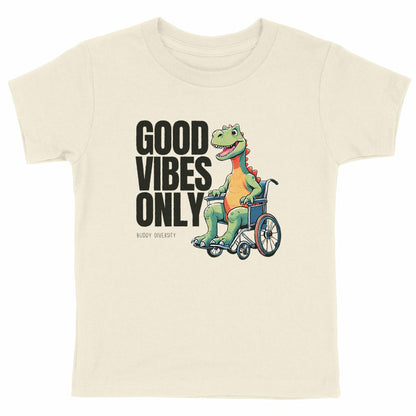 Inclusive Vibes Only | Dino with a prosthetic leg | Organic Kids T-Shirt  - front_natural