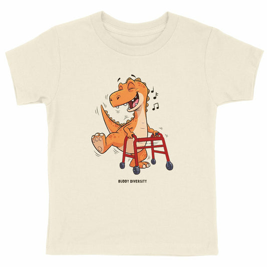 Dancing dino with walking aid | Organic Kids T-shirt
