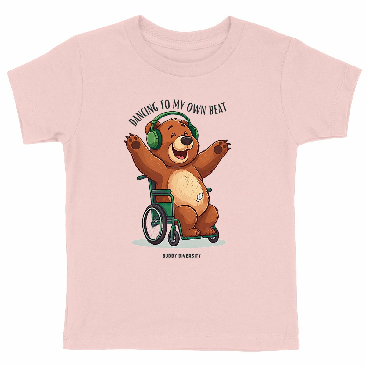 Dancing to my own beat | Bear with a PEG in a wheelchair dancing | Organic Kids T-shirt