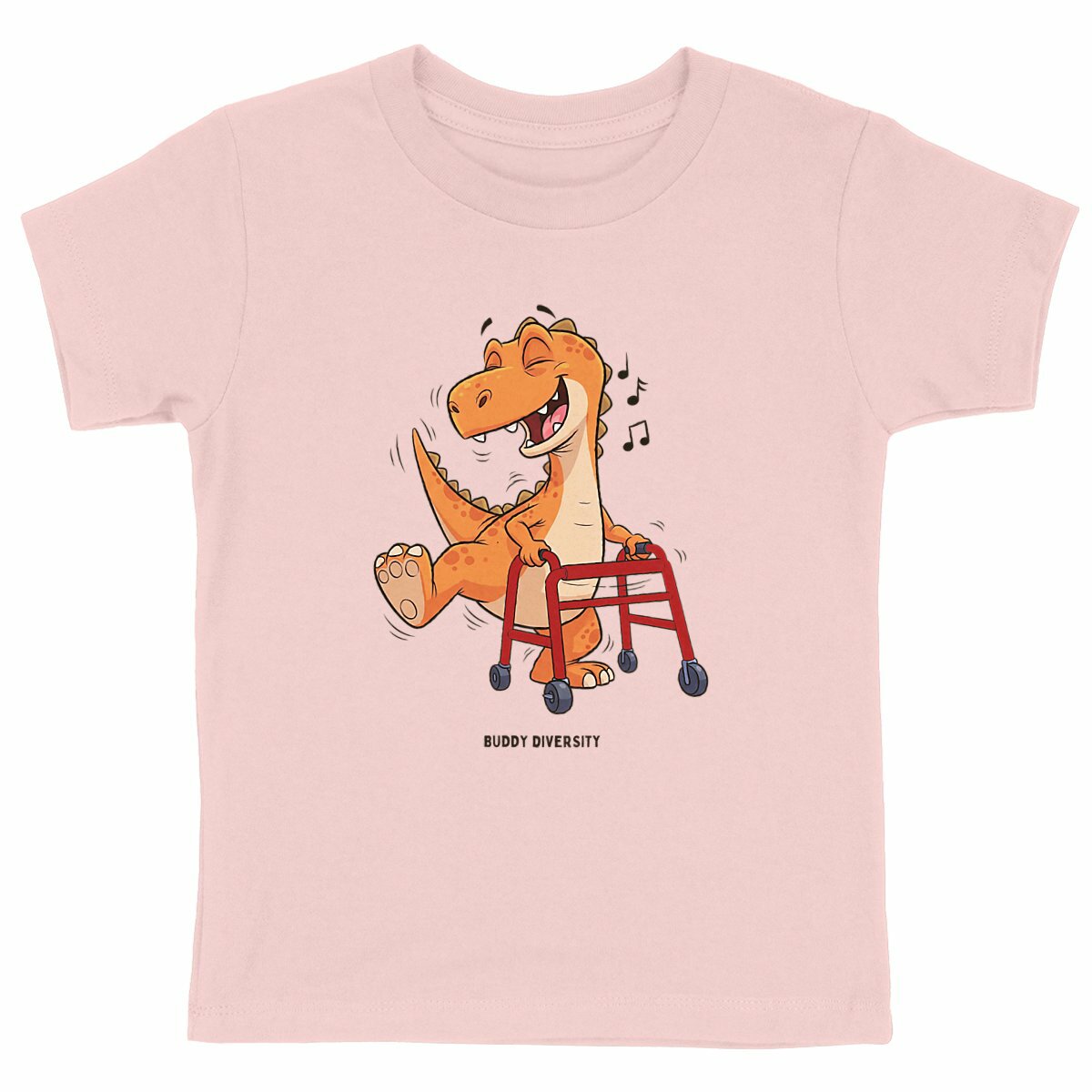 Dancing dino with walking aid | Organic Kids T-shirt