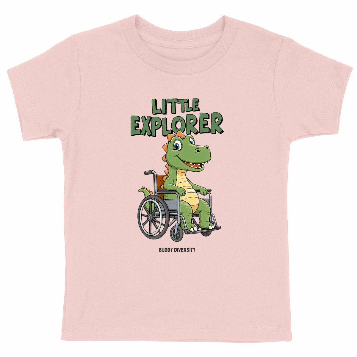 Little Explorer | Dino in a wheelchair | Organic kids t-shirt
