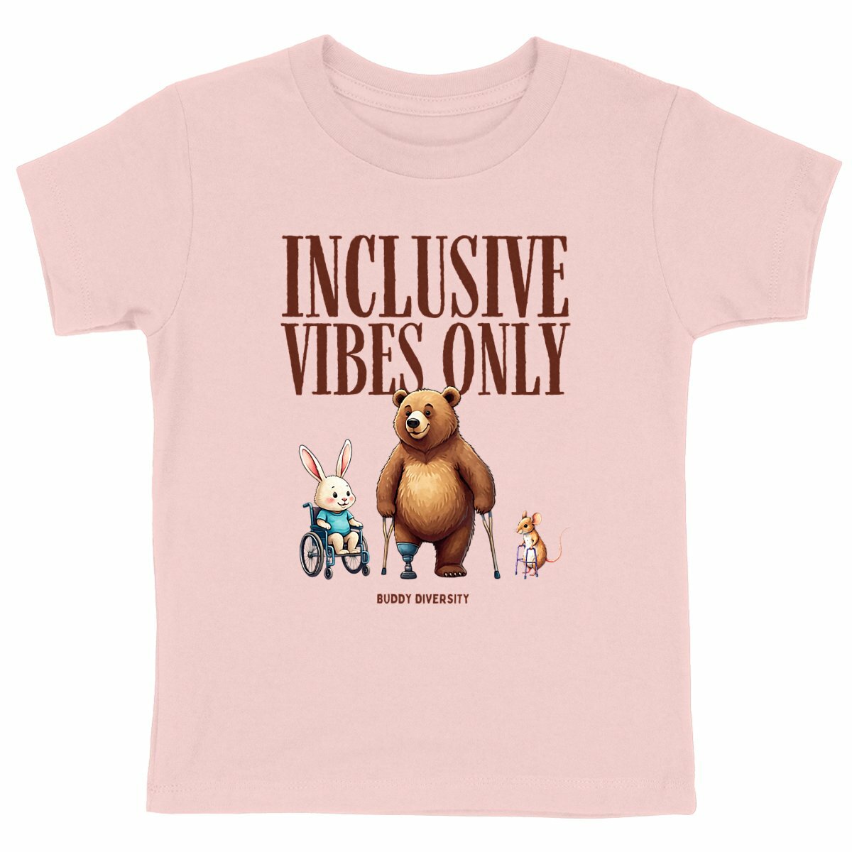 Inclusive Vibes Only | Dino with a prosthetic leg | Organic Kids T-Shirt 