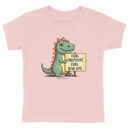 Rocking an extra chromosome | Organic Kids T-shirt - front_pink