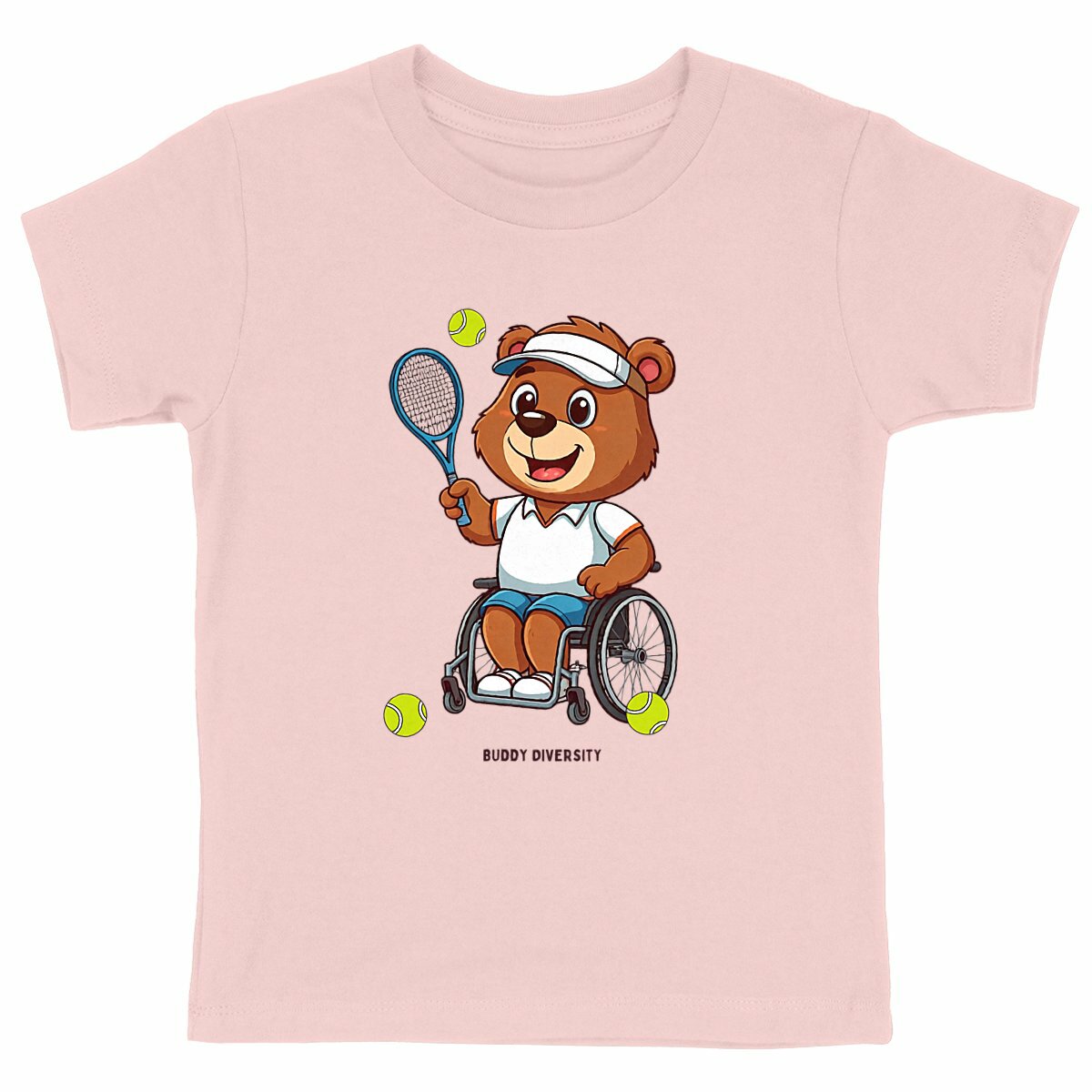 Bear playing tennis in a wheelchair | Organic Kids T-shirt