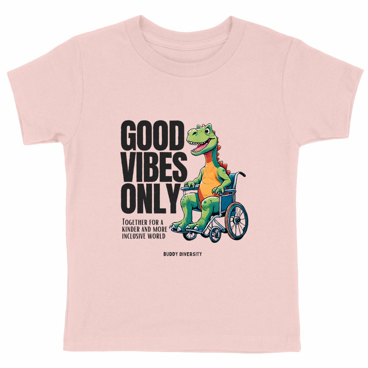 Inclusive Vibes Only | Dino with a prosthetic leg | Organic Kids T-Shirt 