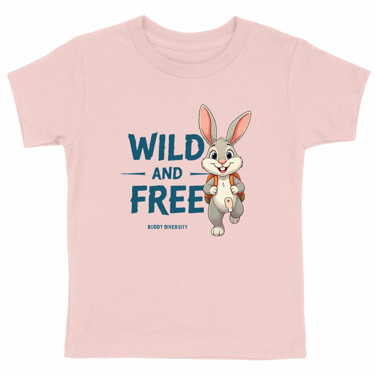 Wild and Free | Bunny with an ostomy pouch | Organic Cotton Kids T-shirt