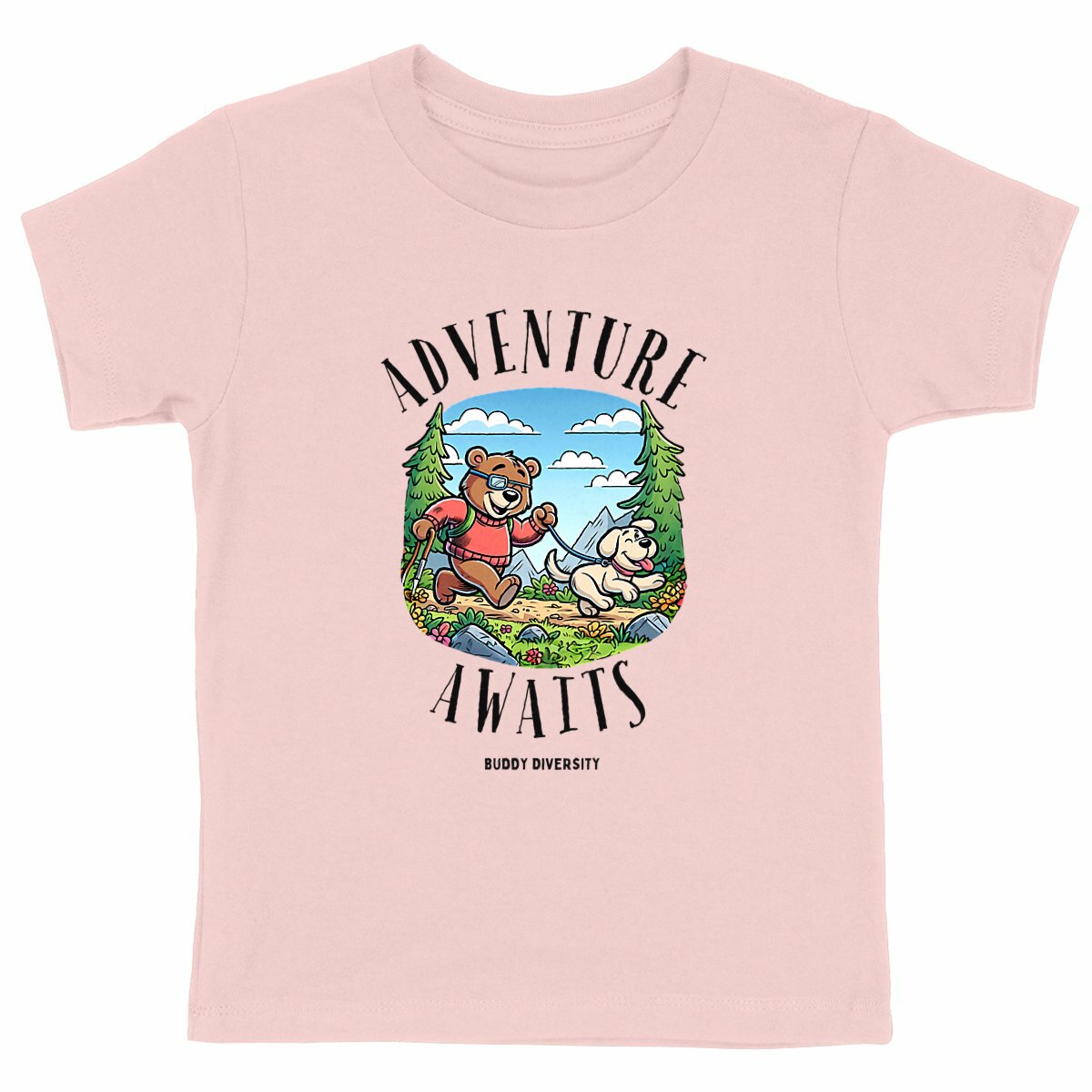 Adventure Awaits | Bear with eye patch | Organic Cotton Kids T-shirt