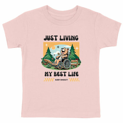 Just living my best life | Happy bear in a wheelchair | Organic Kids T-shirt