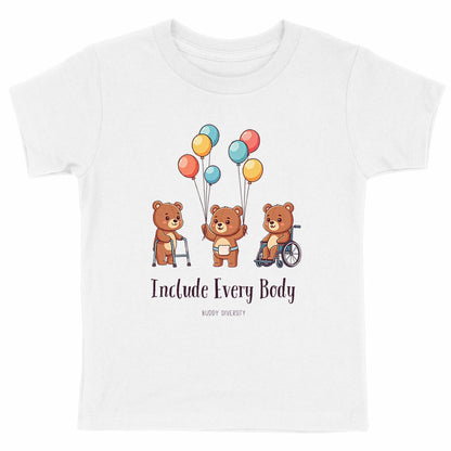 Include Every Body | Bears with different disabilities | Organic Kids T-shirt - front_white