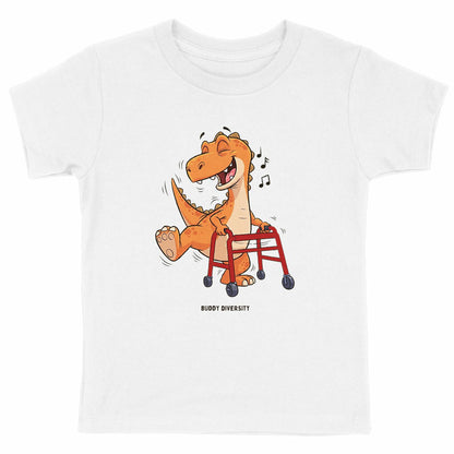 Dancing dino with walking aid | Organic Kids T-shirt