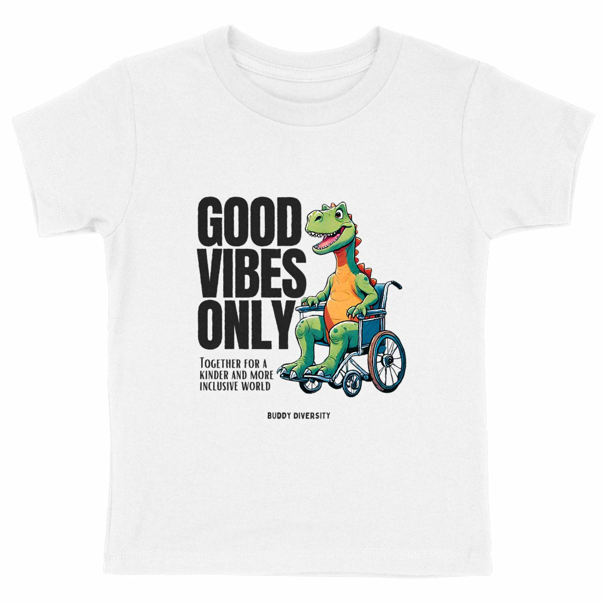 Inclusive Vibes Only | Dino with a prosthetic leg | Organic Kids T-Shirt 