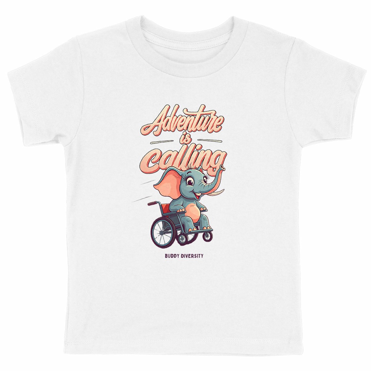 Adventure is calling | Elephant in wheelchair | Organic Kids T-shirt